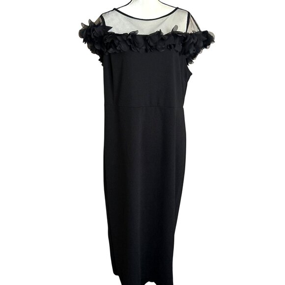 Timeless Shein Curve Formal Black Dress Plus 2X Petal Ruffle Romantic Cocktail - Picture 1 of 10